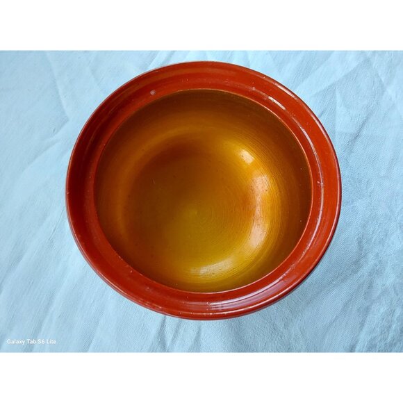 Two pieces of Russian khokhloma folkart wood bowls strawberries and red flowers - Picture 4 of 10